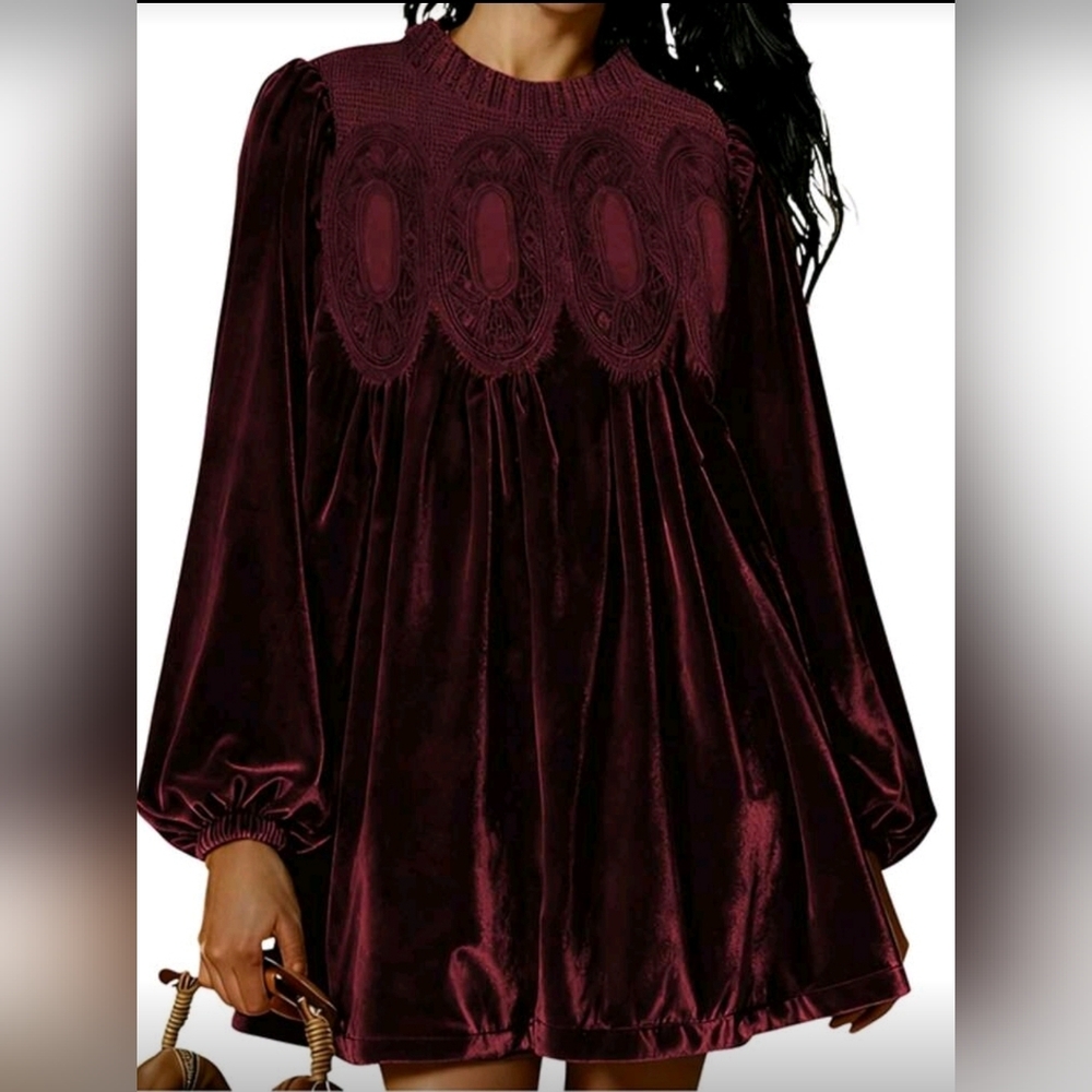 NWT Burgundy Velvet Tunic Dress